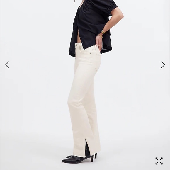 Madewell Kick Out Full-Length Jeans in vintage canvas cream size 28 Tall - Picture 2 of 5